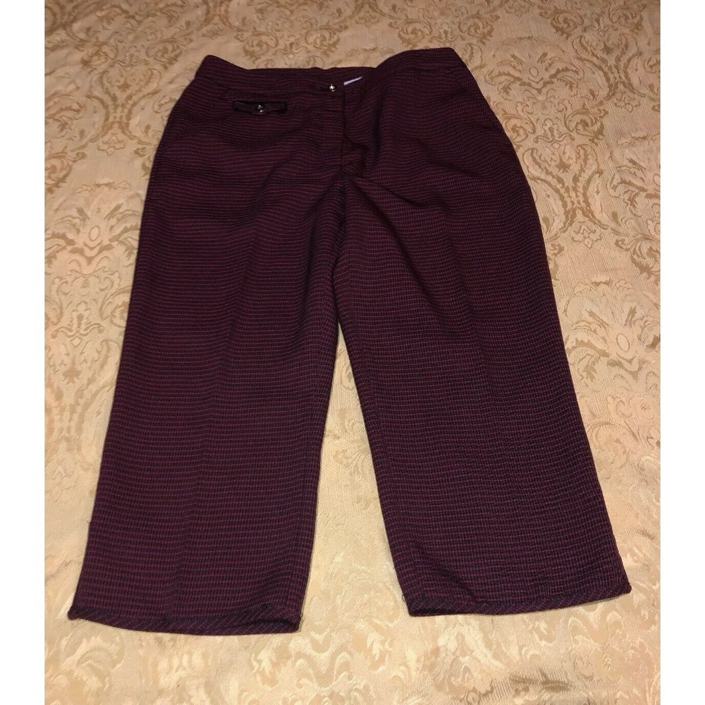 Womens EP Pro Golf Pants Capris Cropped Red Maroon Black Plaid Size 8